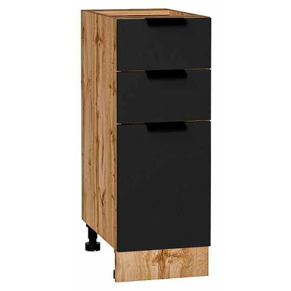 Шкаф нижний с 3-мя ящиками Евро Антрацит Дуб Вотан 816*300*478