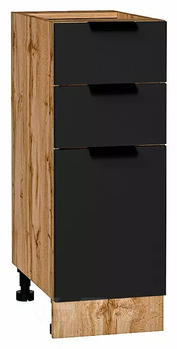 Шкаф нижний с 3-мя ящиками Евро Антрацит Дуб Вотан 816*300*478