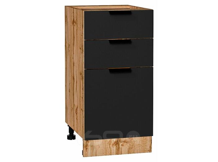 Шкаф нижний с 3-мя ящиками Евро Антрацит Дуб Вотан 816*400*478