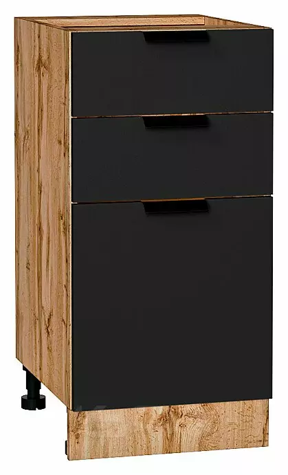 Шкаф нижний с 3-мя ящиками Евро Антрацит Дуб Вотан 816*400*478