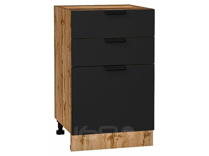 Шкаф нижний с 3-мя ящиками Евро Антрацит Дуб Вотан 816*500*478