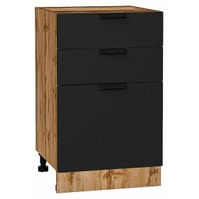 Шкаф нижний с 3-мя ящиками Евро Антрацит Дуб Вотан 816*500*478