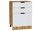 Шкаф нижний с 3-мя ящиками Евро Белый Дуб Вотан 816*600*480