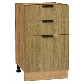 Шкаф нижний с 3-мя ящиками Евро Дуб песочный/Дуб Вотан 816*500*478