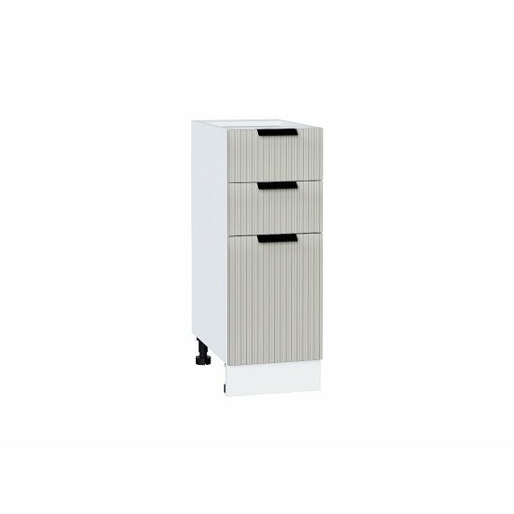 Шкаф нижний с 3-мя ящиками Евро Лайн Агат / Белый 816*300*478