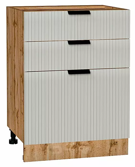 Шкаф нижний с 3-мя ящиками Евро Лайн Агат Дуб Вотан 816*600*480