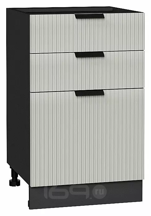 Шкаф нижний с 3-мя ящиками Евро Лайн Агат / Graphite 816*500*478