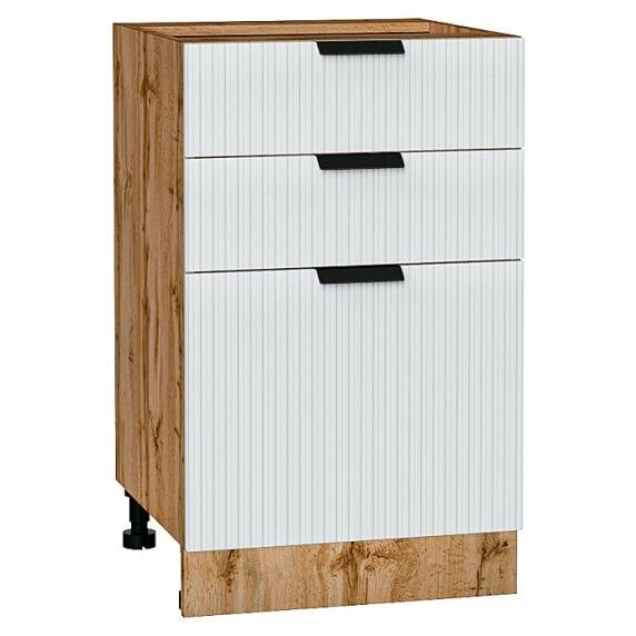 Шкаф нижний с 3-мя ящиками Евро Лайн Белый Дуб Вотан 816*500*478