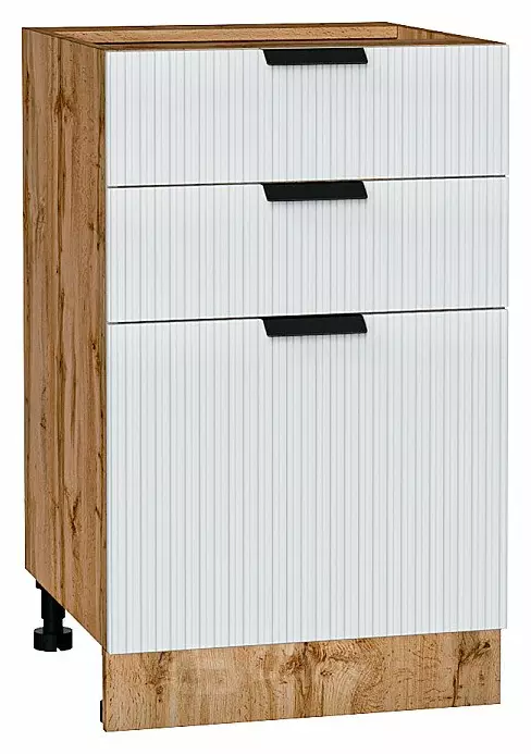 Шкаф нижний с 3-мя ящиками Евро Лайн Белый Дуб Вотан 816*500*478