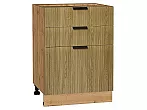 Шкаф нижний с 3-мя ящиками Евро Лайн Дуб песочный/Дуб Вотан 816*600*478