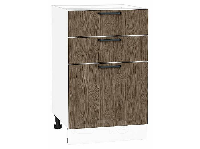 Шкаф нижний с 3-мя ящиками Флэт Brown Casella Oak 2S/Белый 816*500*478