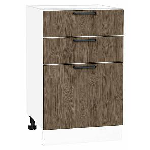 Шкаф нижний с 3-мя ящиками Флэт Brown Casella Oak 2S/Белый 816*500*478