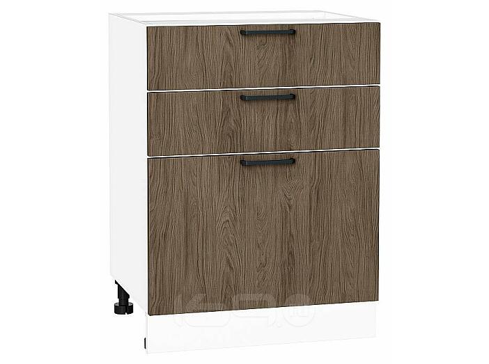 Шкаф нижний с 3-мя ящиками Флэт Brown Casella Oak 2S/Белый 816*600*478