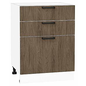 Шкаф нижний с 3-мя ящиками Флэт Brown Casella Oak 2S/Белый 816*600*478