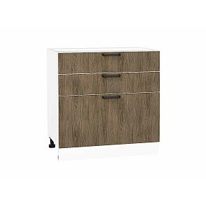 Шкаф нижний с 3-мя ящиками Флэт Brown Casella Oak 2S/Белый 816*800*478