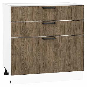 Шкаф нижний с 3-мя ящиками Флэт Brown Casella Oak 2S/Белый 816*800*478