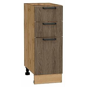 Шкаф нижний с 3-мя ящиками Флэт Brown Casella Oak 2S/Дуб Вотан 816*300*478