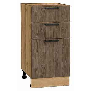 Шкаф нижний с 3-мя ящиками Флэт Brown Casella Oak 2S/Дуб Вотан 816*400*478