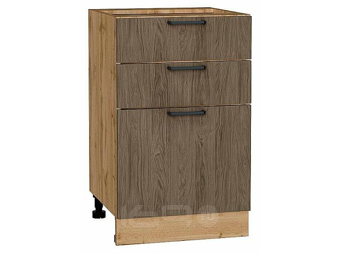 Шкаф нижний с 3-мя ящиками Флэт Brown Casella Oak 2S/Дуб Вотан 816*500*478