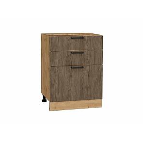 Шкаф нижний с 3-мя ящиками Флэт Brown Casella Oak 2S/Дуб Вотан 816*600*478