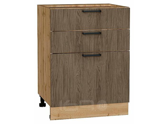 Шкаф нижний с 3-мя ящиками Флэт Brown Casella Oak 2S/Дуб Вотан 816*600*478