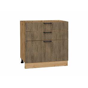 Шкаф нижний с 3-мя ящиками Флэт Brown Casella Oak 2S/Дуб Вотан 816*800*478