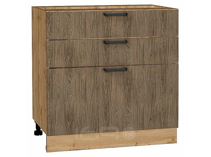 Шкаф нижний с 3-мя ящиками Флэт Brown Casella Oak 2S/Дуб Вотан 816*800*478