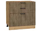 Шкаф нижний с 3-мя ящиками Флэт Brown Casella Oak 2S/Дуб Вотан 816*800*478