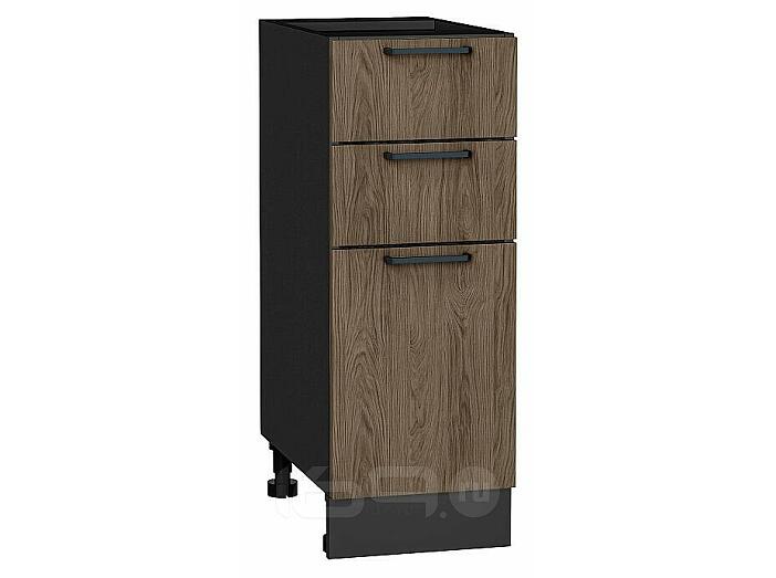Шкаф нижний с 3-мя ящиками Флэт Brown Casella Oak 2S/Graphite 816*300*478