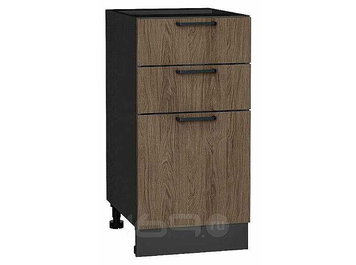 Шкаф нижний с 3-мя ящиками Флэт Brown Casella Oak 2S/Graphite 816*400*478