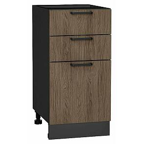 Шкаф нижний с 3-мя ящиками Флэт Brown Casella Oak 2S/Graphite 816*400*478