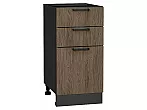 Шкаф нижний с 3-мя ящиками Флэт Brown Casella Oak 2S/Graphite 816*400*478