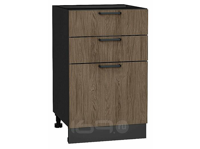 Шкаф нижний с 3-мя ящиками Флэт Brown Casella Oak 2S/Graphite 816*500*478