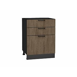 Шкаф нижний с 3-мя ящиками Флэт Brown Casella Oak 2S/Graphite 816*600*478