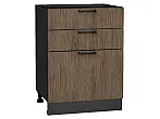 Шкаф нижний с 3-мя ящиками Флэт Brown Casella Oak 2S/Graphite 816*600*478