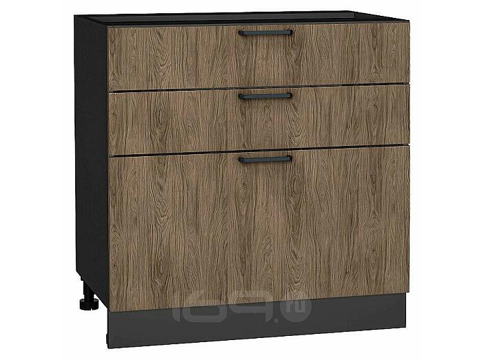 Шкаф нижний с 3-мя ящиками Флэт Brown Casella Oak 2S/Graphite 816*800*478