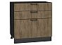 Шкаф нижний с 3-мя ящиками Флэт Brown Casella Oak 2S/Graphite 816*800*478