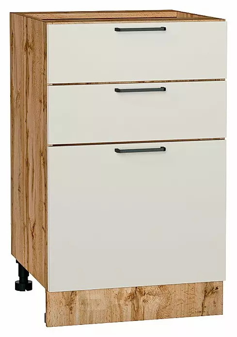 Шкаф нижний с 3-мя ящиками Флэт Cashmere In 2S/Дуб Вотан 816*500*478