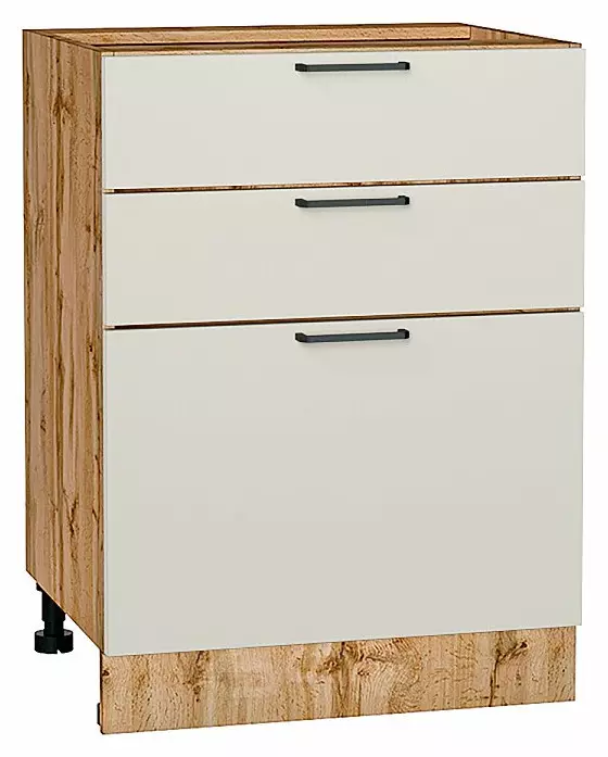 Шкаф нижний с 3-мя ящиками Флэт Cashmere In 2S/Дуб Вотан 816*600*478