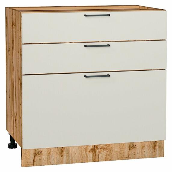 Шкаф нижний с 3-мя ящиками Флэт Cashmere In 2S/Дуб Вотан 816*800*478