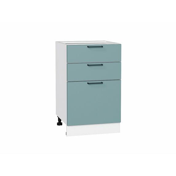 Шкаф нижний с 3-мя ящиками Флэт Grey-green In 2S/Белый 816*500*478
