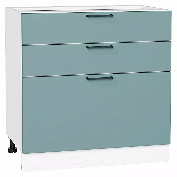 Шкаф нижний с 3-мя ящиками Флэт Grey-green In 2S/Белый 816*800*478