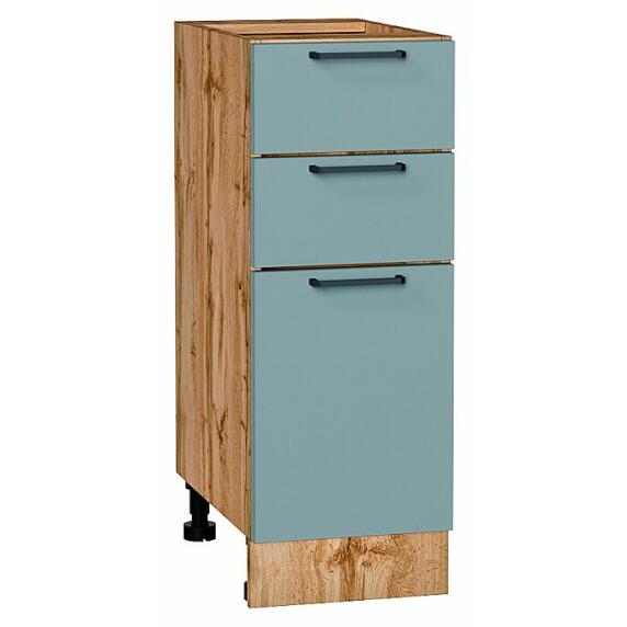 Шкаф нижний с 3-мя ящиками Флэт Grey-green In 2S/Дуб Вотан 816*300*478