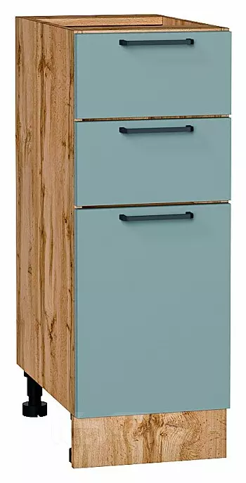Шкаф нижний с 3-мя ящиками Флэт Grey-green In 2S/Дуб Вотан 816*300*478