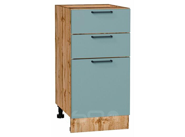 Шкаф нижний с 3-мя ящиками Флэт Grey-green In 2S/Дуб Вотан 816*400*478