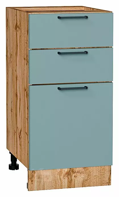 Шкаф нижний с 3-мя ящиками Флэт Grey-green In 2S/Дуб Вотан 816*400*478