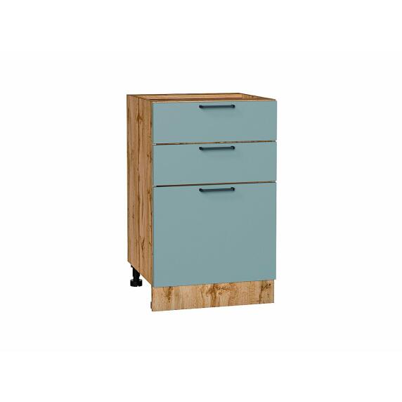 Шкаф нижний с 3-мя ящиками Флэт Grey-green In 2S/Дуб Вотан 816*500*478