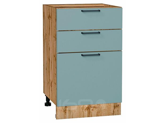Шкаф нижний с 3-мя ящиками Флэт Grey-green In 2S/Дуб Вотан 816*500*478