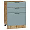 Шкаф нижний с 3-мя ящиками Флэт Grey-green In 2S/Дуб Вотан 816*600*478 Шкаф нижний с 3-мя ящиками Флэт Grey-green In 2S/Дуб Вотан 816*600*478