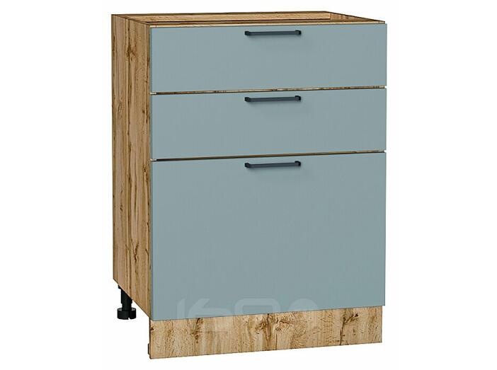 Шкаф нижний с 3-мя ящиками Флэт Grey-green In 2S/Дуб Вотан 816*600*478
